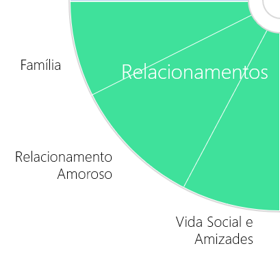 roda da vida - area relacionamentos - família, amigos, amor