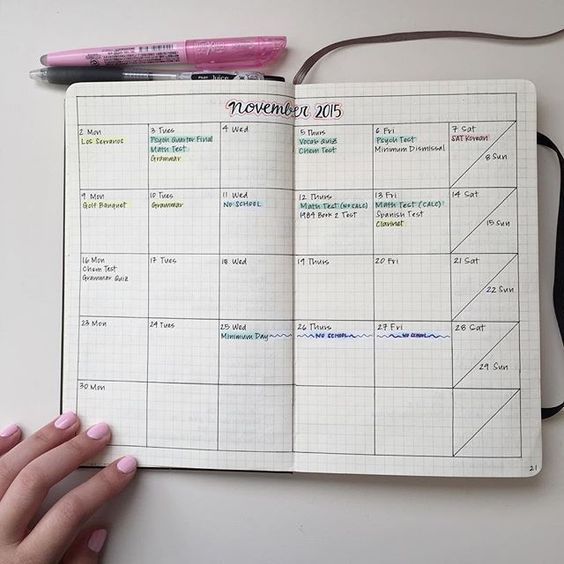 método bullet journal bujo exemplo log mensal