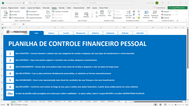 Planilha Sincera de Controle Financeiro Pessoal em Excel - Sua ...