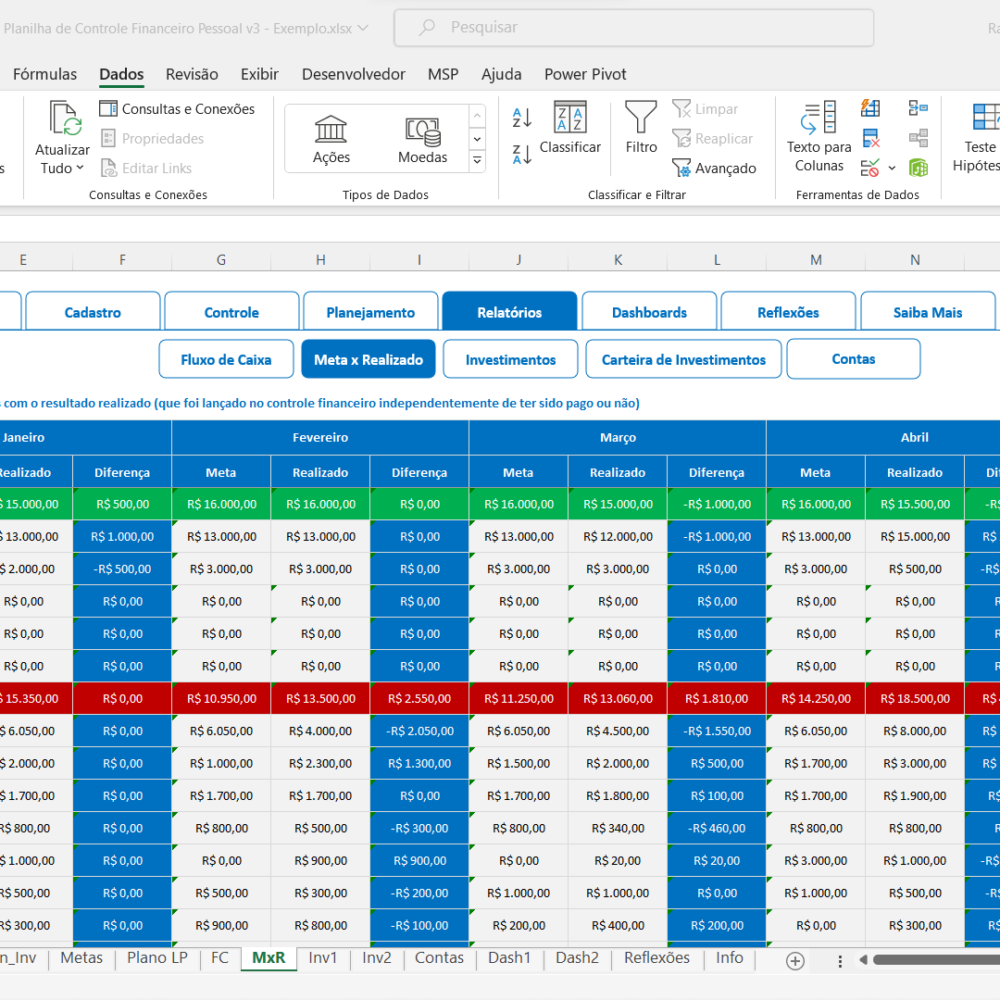 Planilha Sincera de Controle Financeiro Pessoal em Excel - Sua ...